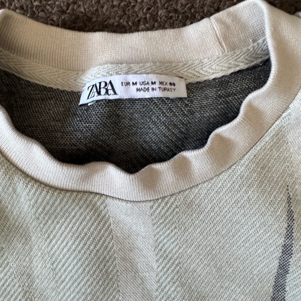 Zara Beige and Charcoal Knit Top